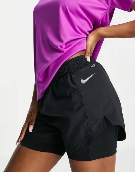 Черные шорты «2 в 1» Nike Running Tempo Luxe-Черный цвет