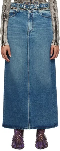 Синяя длинная юбка с Y-образным поясом Evergreen vintage Y/Project