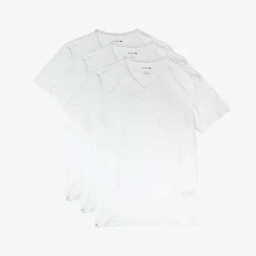 Майка LACOSTE, хлопок, однотонная, 3 шт., размер L, белый