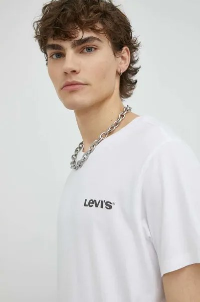 Хлопковая футболка Levi's, белый