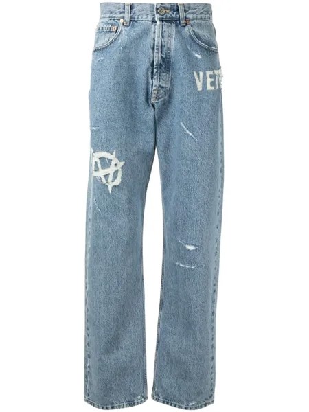 VETEMENTS прямые джинсы средней посадки, синий
