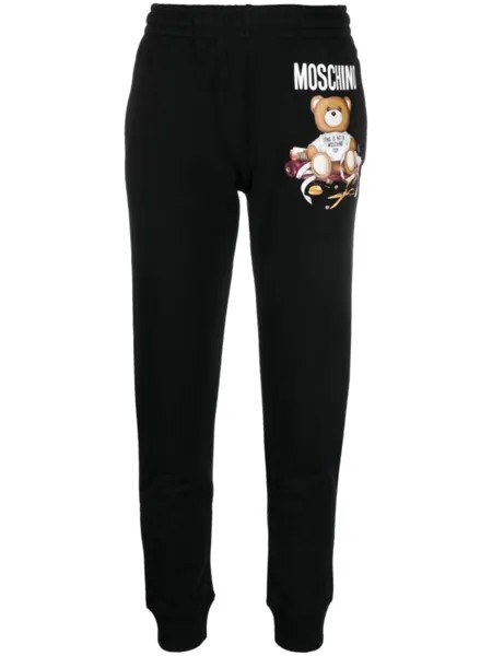 Moschino спортивные брюки из органического хлопка с принтом, черный