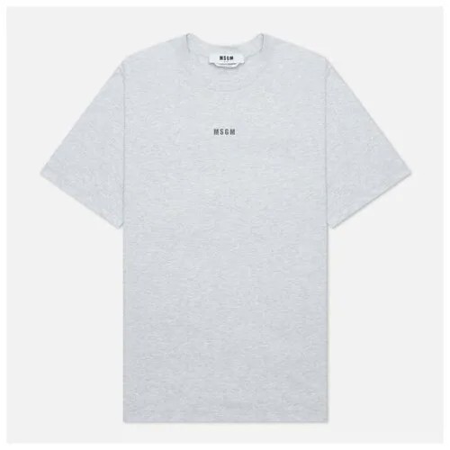 Мужской лонгслив MSGM Micrologo Basic Crew Neck серый , Размер S