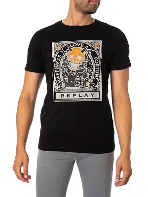 Мужская футболка с рисунком Replay, черная