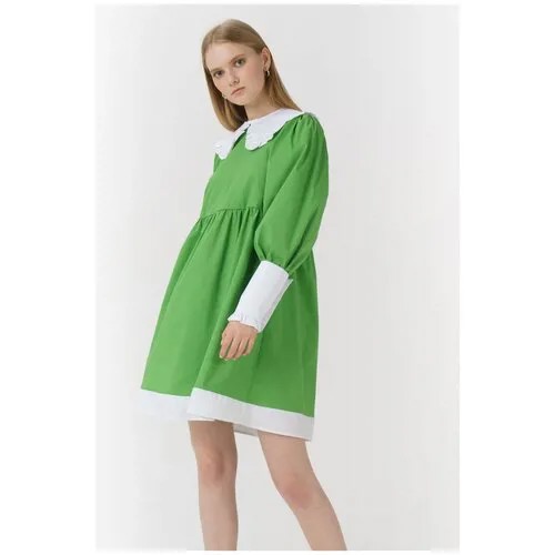 Пышное мини-платье с воротником Ennergiia En_W11875_салатовый Зеленый 42-44