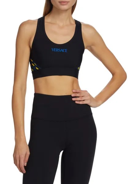 Спортивный бюстгальтер Greca Signature Accent Versace, цвет Black Print