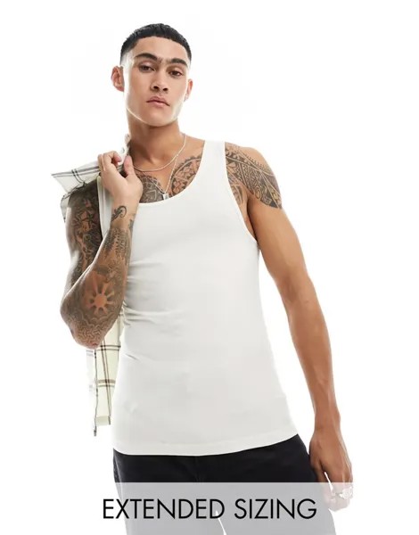 Бежевая майка с мускулистым кроем ASOS DESIGN