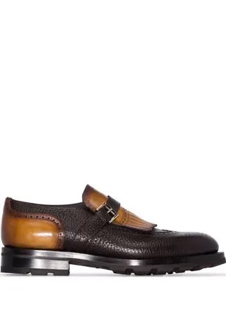 Santoni туфли монки с пряжками