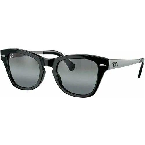 Солнцезащитные очки Ray-Ban, прямоугольные, оправа: пластик, зеркальные, с защитой от УФ, черный