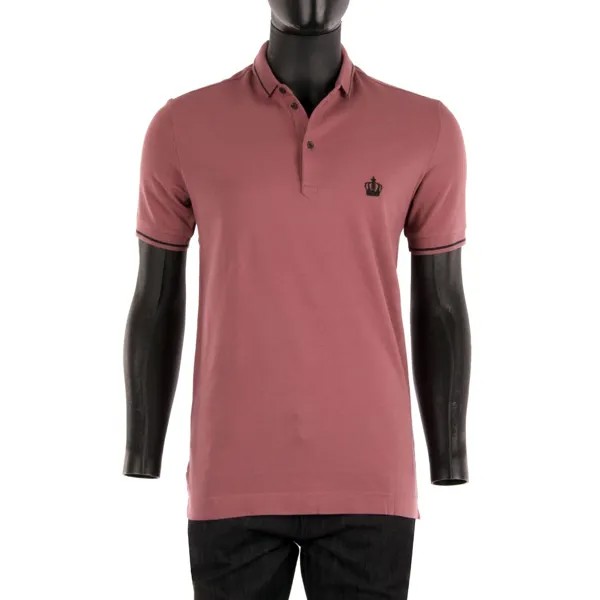 DOLCE - GABBANA Хлопковая рубашка-поло с вышивкой Короны Розово-розовый 44 США 34 XS 08135