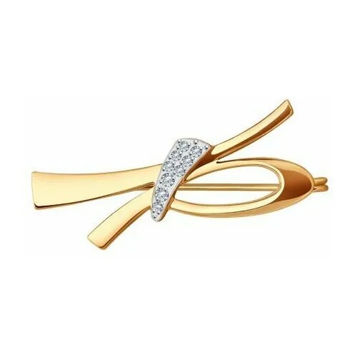 Золотая брошь Diamant 51-140-01750-1 с фианитом