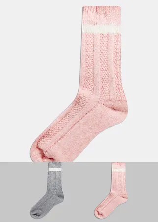 Набор из 2 пар розовых и серых носков до голени для дома ASOS DESIGN-Мульти