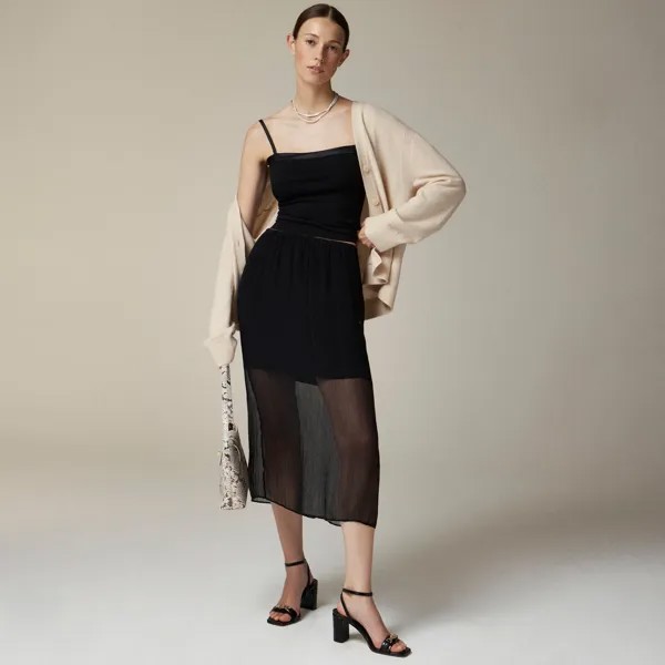Многослойная юбка-комбинация Gwyneth из жатого шифона J.Crew, черный