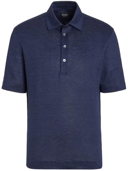 Zegna льняная рубашка поло, синий