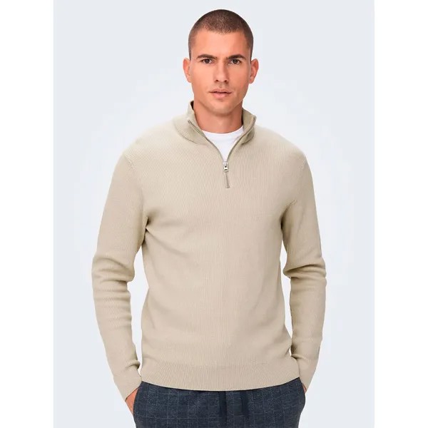 Свитер Only & Sons Phil Regular 12 Half Zip, бежевый