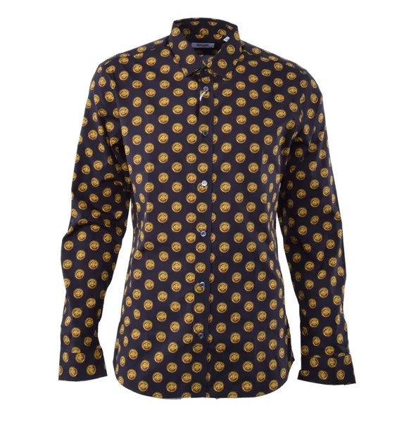 Рубашка Moschino Runway с принтом «Пуговицы» Черное золото Рубашка с принтом Черная 0438