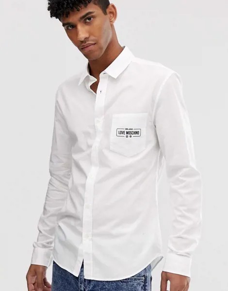 Рубашка с карманом на груди Love Moschino-Белый
