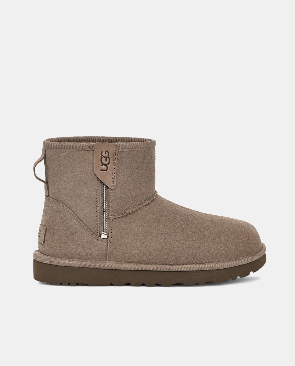 Женские классические кожаные мини-сапоги Bailey на молнии с застежкой-молнией UGG, серый