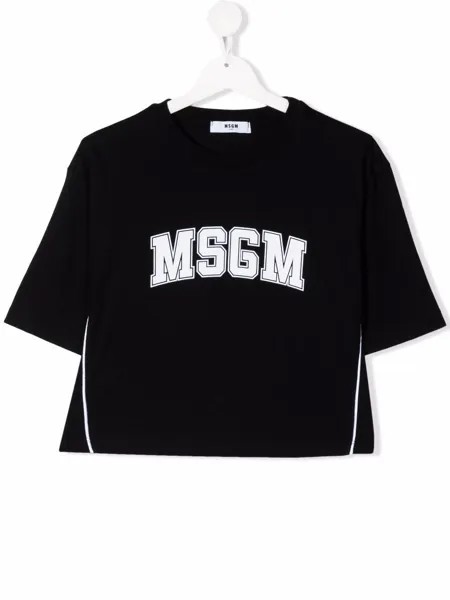 MSGM Kids укороченная футболка с логотипом