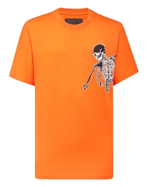 Футболка из джерси с круглым вырезом SS Skeleton Philipp Plein, оранжевый