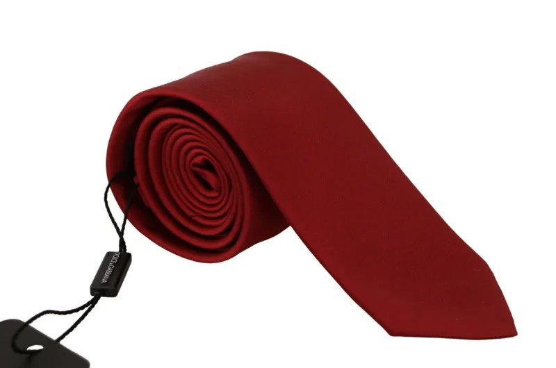 DOLCE - GABBANA Галстук Красный однотонный с принтом, регулируемый галстук из 100 % шелка $300
