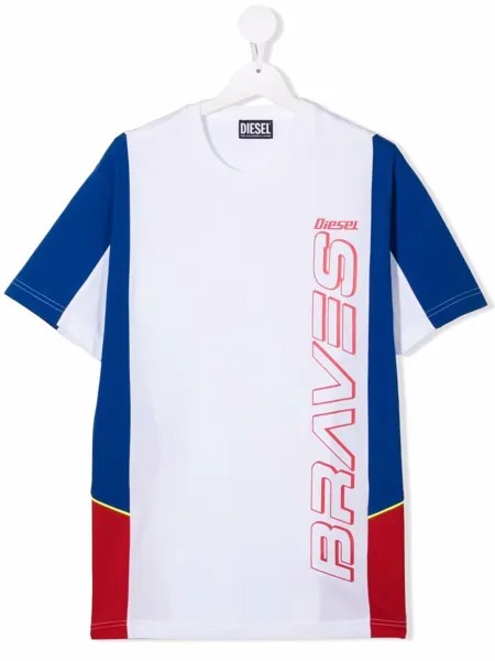 Diesel Kids футболка в стиле колор-блок с логотипом