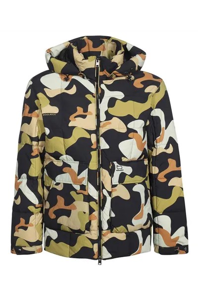 Нейлоновый пуховик с капюшоном Woolrich, цвет bunt