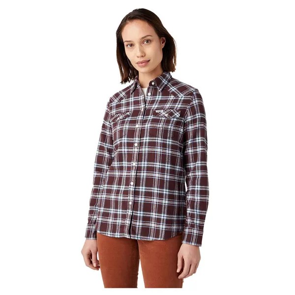 Рубашка с длинным рукавом Wrangler Reg Western Slim Fit, коричневый