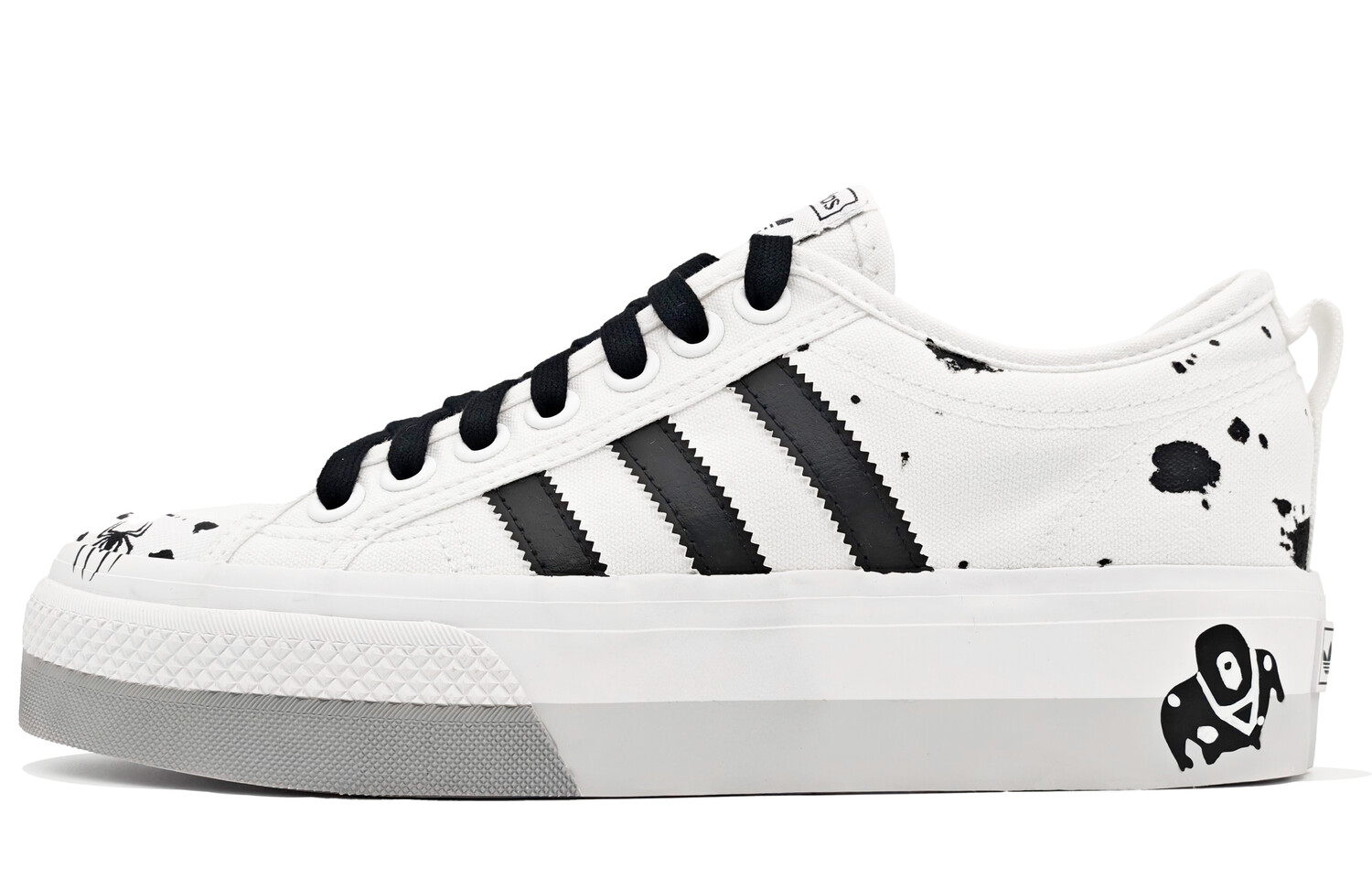 Кроссовки adidas originals NIZZA Hi Xy22 Skateboarding Shoes Women's Low-top Gray/Black/White, черный/белый