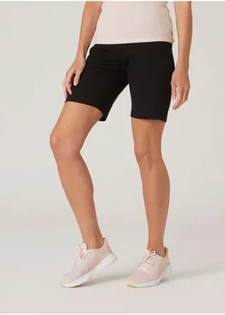 Шорты для фитнеса хлопковые FIТ+ прямые женские 500 черные DOMYOS Х Decathlon Черный XL