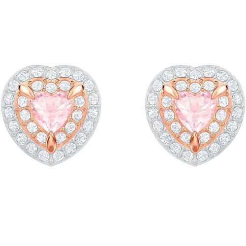 Серьги пусеты SWAROVSKI, кристаллы Swarovski, золотой, белый