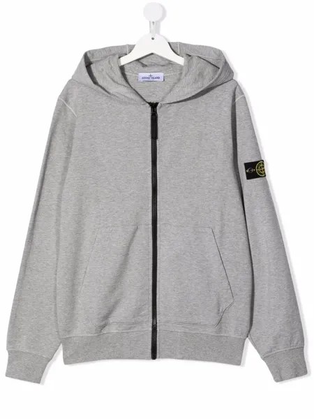 Stone Island Junior худи на молнии с нашивкой Compass