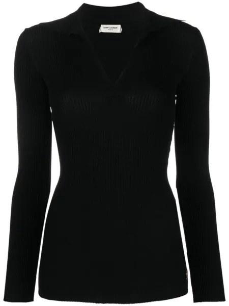 Saint Laurent джемпер в рубчик, черный