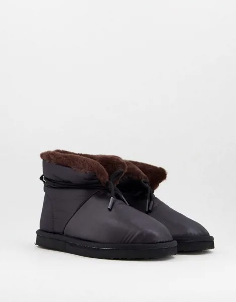 Черные дутые слиперы-ботинки ASOS DESIGN Zeke-Черный цвет