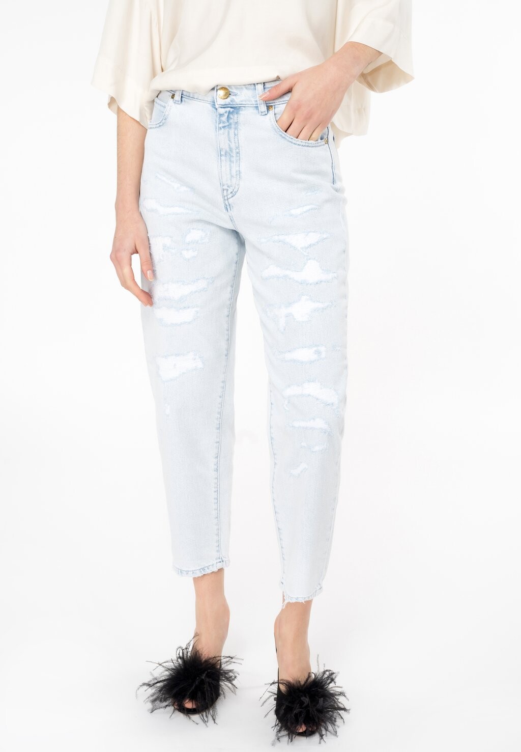 Прямые джинсы ROXANNE Pinko, цвет Yellowed Bleach Wash