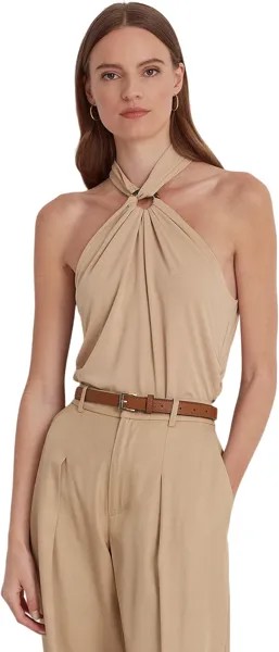 Топ из эластичного джерси с бретелькой спереди и кольцом LAUREN Ralph Lauren, цвет Birch Tan