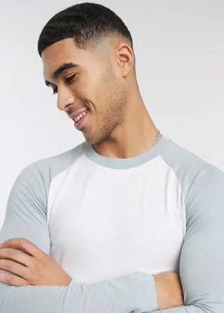 Синий обтягивающий лонгслив с рукавами реглан ASOS DESIGN