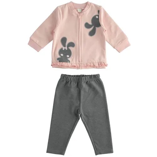 Комплект (толстовка, брюки) iDO, размер 18, цвет серый,розовый