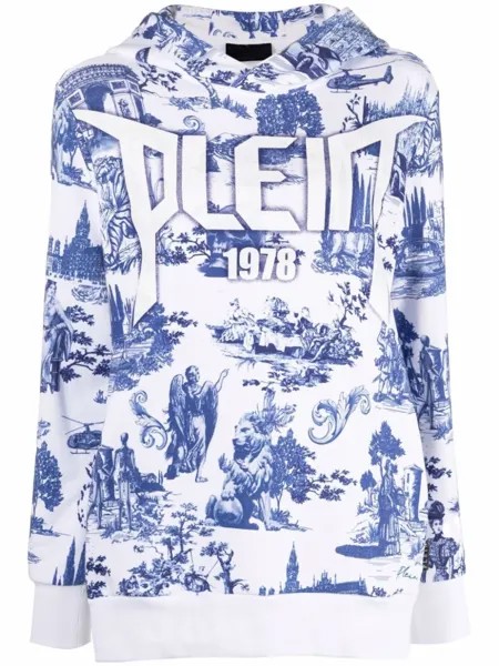 Худи с графичным принтом Philipp Plein, белый