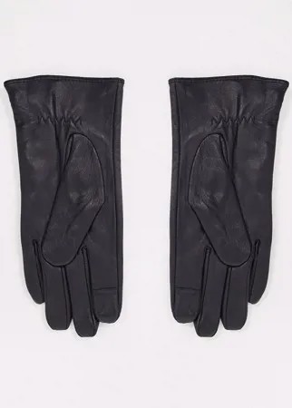 Черные кожаные перчатки с заклепками Barney's Originals-Черный