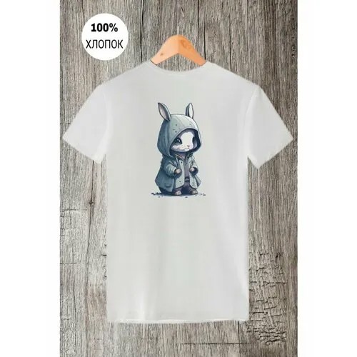 Футболка кролик в куртке rabbit in a jacket, размер M, белый