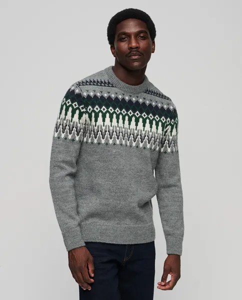 Вязаный свитер с круглым вырезом Fair Isle Superdry, серый