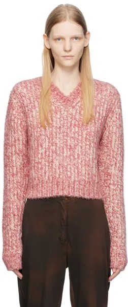 Розовый свитер с v-образным вырезом Acne Studios