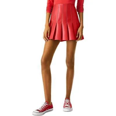 Alice + Olivia Женская красная плиссированная мини-юбка из искусственной кожи 14 BHFO 8599