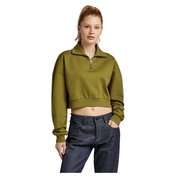 Толстовка G-Star Cropped Loose Fit Half Zip, зеленый