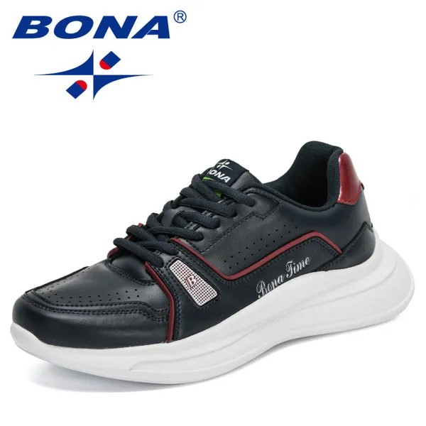Кроссовки BONA мужские на платформе, модная дизайнерская повседневная обувь, роскошные прогулочные туфли, удобная обувь, 2021