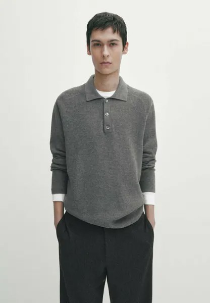 Рубашка-поло Massimo Dutti, цвет grey