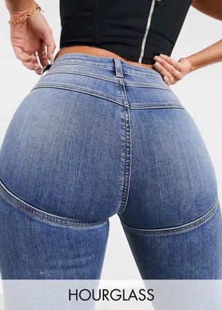 Моделирующие выбеленные зауженные джинсы с завышенной талией ASOS DESIGN-Голубой