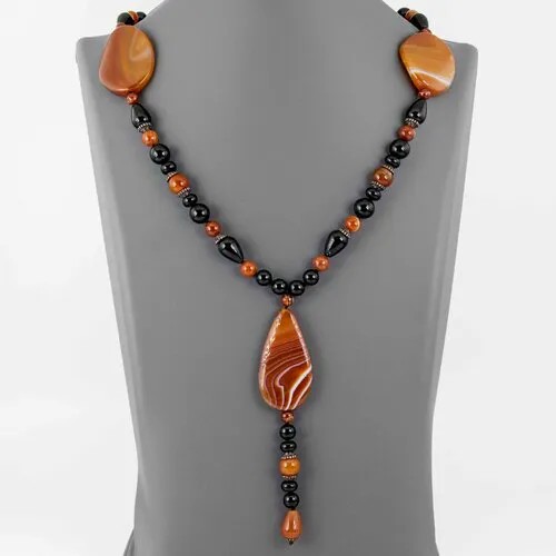 Бусы Minera, оникс, сердолик, агат, длина 82 см