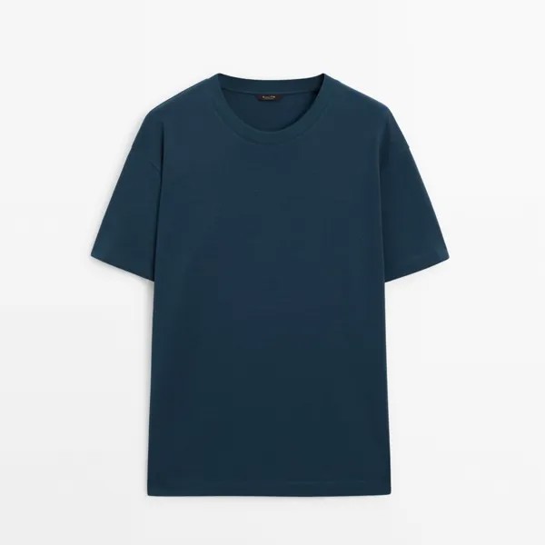 Футболка Massimo Dutti Short Sleeve Crew Neck, синий